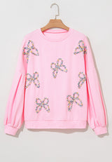 Bow Round Neck Long Sleeve Sweatshirt - Be Juliet