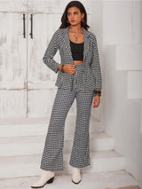 Ana Lisa Checkered Blazer & Slit Pants Set - Be Juliet
