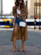 Collared Neck Long Sleeve Trench Coat - Be Juliet