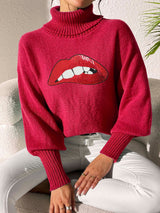 Lip Turtleneck Long Sleeve Sweater - Be Juliet