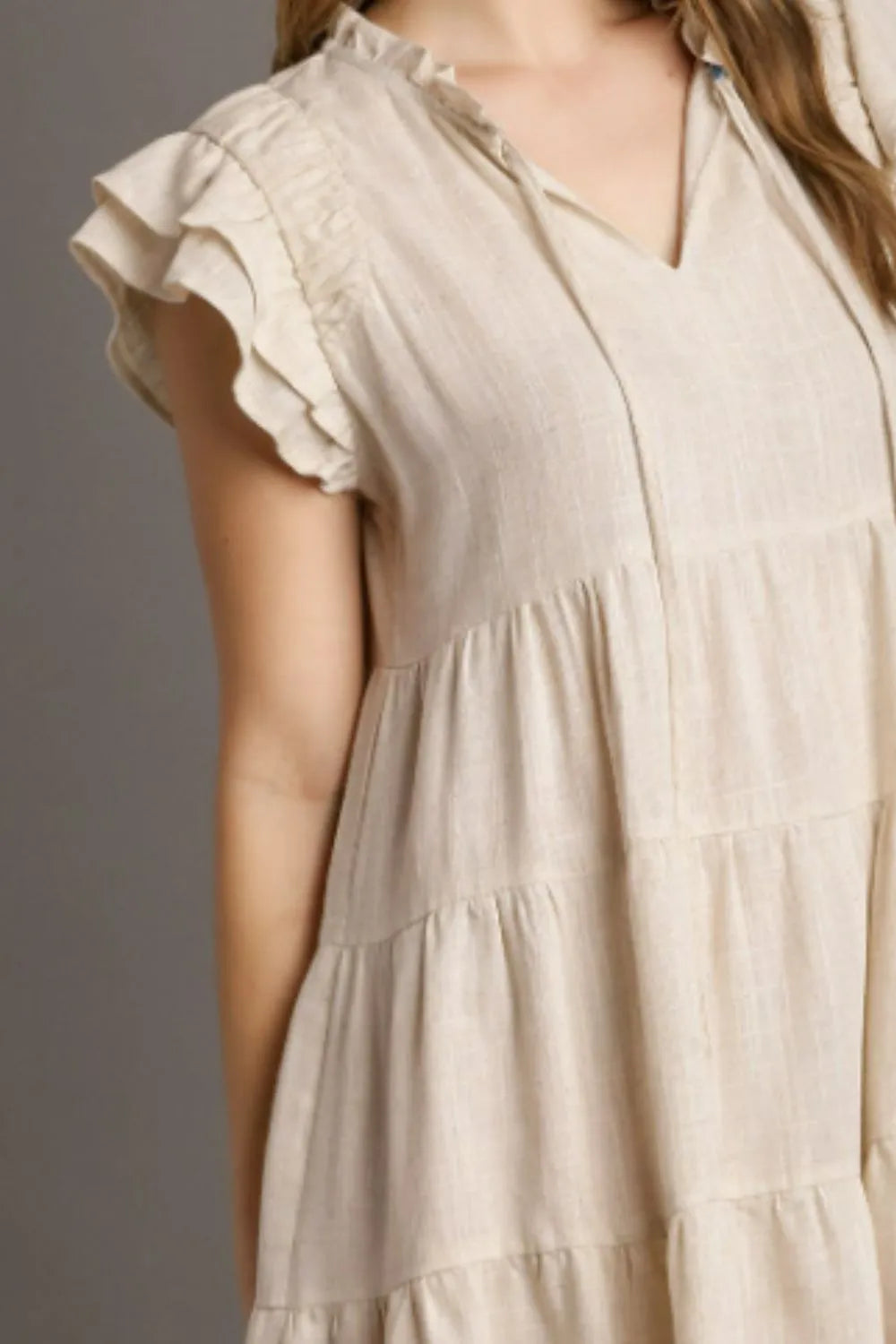 Umgee Linen A-Line Tiered Mini Dress – Full Size Range - Be Juliet