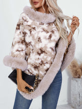 Furry Contrast Three-Quarter Poncho - Be Juliet