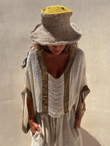 Contrast Scoop Neck Knit Cover Up - Be Juliet