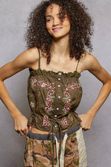 Isabelle Floral Embroidered Lace Cami (Cacao) - Be Juliet