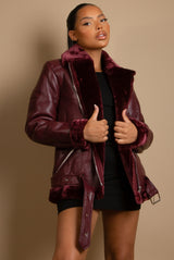 Faux Fur Collar Aviator Jacket