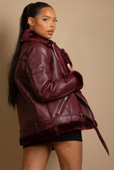 Faux Fur Collar Aviator Jacket