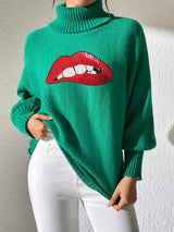 Lip Turtleneck Long Sleeve Sweater - Be Juliet
