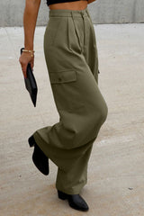 Ruched Wide Leg Pants with Pockets - Be Juliet