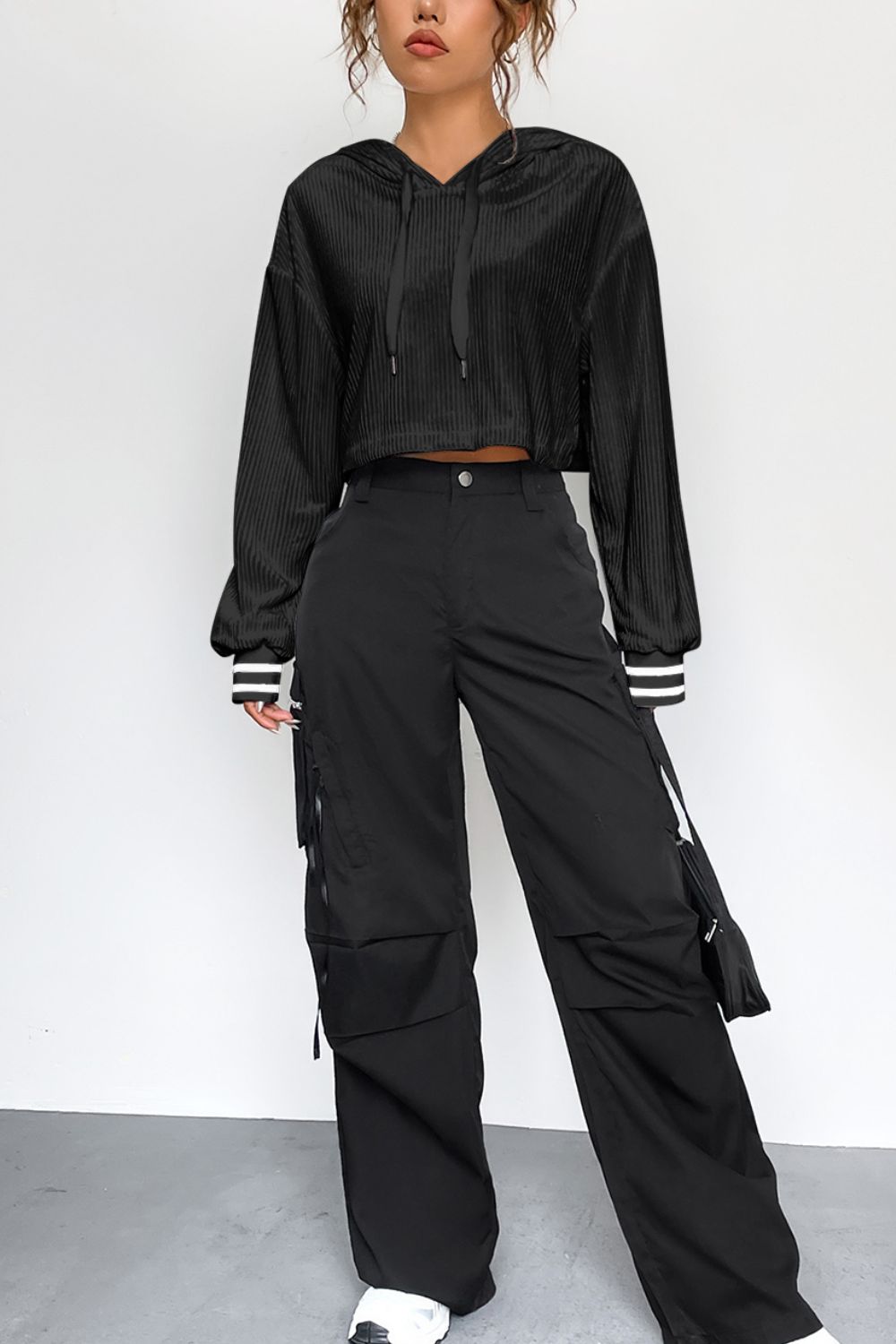 Drawstring Drop Shoulder Long Sleeve Hoodie - Be Juliet