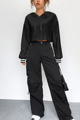 Drawstring Drop Shoulder Long Sleeve Hoodie - Be Juliet