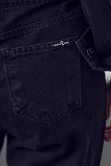 Camille High Waist Flap Pocket Denim Jumpsuit