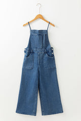 Adjustable Tie Straps Wide Leg Denim Overalls - Be Juliet