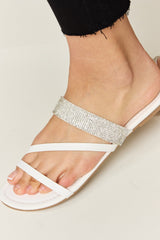 WILD DIVA Rhinestone Strappy Flat Sandals - Be Juliet