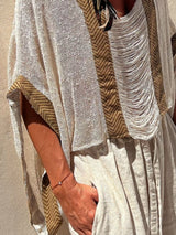 Contrast Scoop Neck Knit Cover Up - Be Juliet