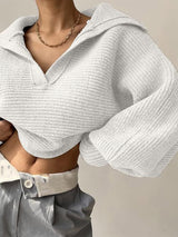 Johnny Collar Long Sleeve Sweater - Be Juliet