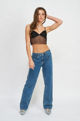 Lena Mesh Detail Crop Top
