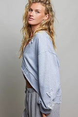 Amélie Crochet Patch Wrap Sweatshirt - Be Juliet
