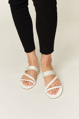 WILD DIVA Rhinestone Strappy Flat Sandals - Be Juliet