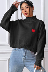 Heart Turtleneck Long Sleeve Sweater - Be Juliet