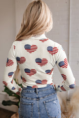 Americana Heart Mesh Long Sleeve Bodysuit