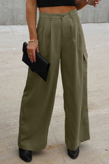 Ruched Wide Leg Pants with Pockets - Be Juliet