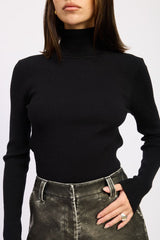 Long Sleeve Turtleneck Bodysuit with Open Back
