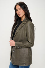 Coalition LA Single-Breasted Vegan Leather Blazer - Be Juliet