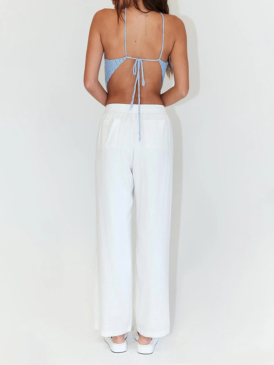 Mandi Tie Back Sleeveless Tank Top - side view on model - Be Juliet