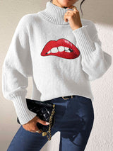 Lip Turtleneck Long Sleeve Sweater - Be Juliet