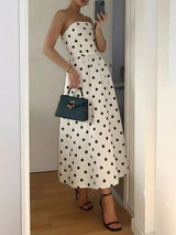 Polka Dot Strapless Midi Dress - Be Juliet