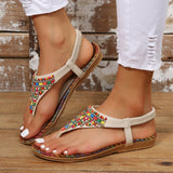 Julie Beaded Leather Open Toe Sandals - Be Juliet