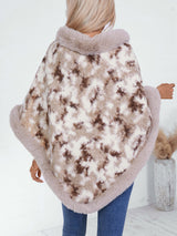 Furry Contrast Three-Quarter Poncho - Be Juliet