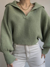 Johnny Collar Long Sleeve Sweater - Be Juliet