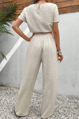 Round Neck Short Sleeve Top and Pants Set - Be Juliet
