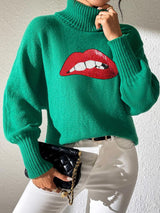 Lip Turtleneck Long Sleeve Sweater - Be Juliet