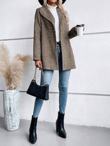 Jenny Plaid Collared Neck Long Sleeve Jacket - Be Juliet