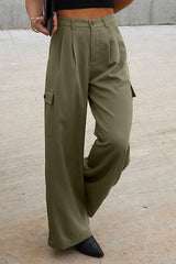 Ruched Wide Leg Pants with Pockets - Be Juliet