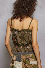Isabelle Floral Embroidered Lace Cami (Cacao) - Be Juliet
