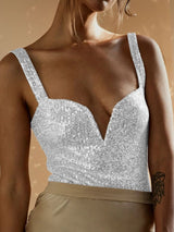 Sequin Wide Strap Bodysuit - Be Juliet