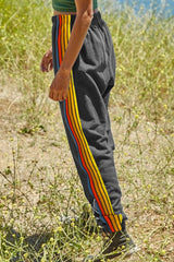 Contrast Striped Elastic Waist Active Pants - Be Juliet