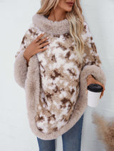 Furry Contrast Three-Quarter Poncho - Be Juliet