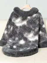 Furry Contrast Three-Quarter Poncho - Be Juliet