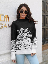 Snowflake Pattern Mock Neck Sweater - Be Juliet