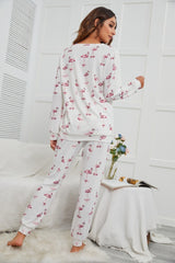 Flamingo Long Sleeve Top and Pants Lounge Set - Be Juliet