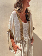 Contrast Scoop Neck Knit Cover Up - Be Juliet