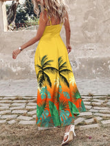 Fleur Feather Print Spaghetti Strap Dress - Be Juliet