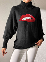 Lip Turtleneck Long Sleeve Sweater - Be Juliet