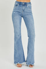Risen Full Size High Rise Frayed Hem Flare Jeans - Be Juliet