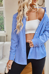 Angelina Striped Button Up Long Sleeve Shirt - Be Juliet