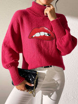 Lip Turtleneck Long Sleeve Sweater - Be Juliet